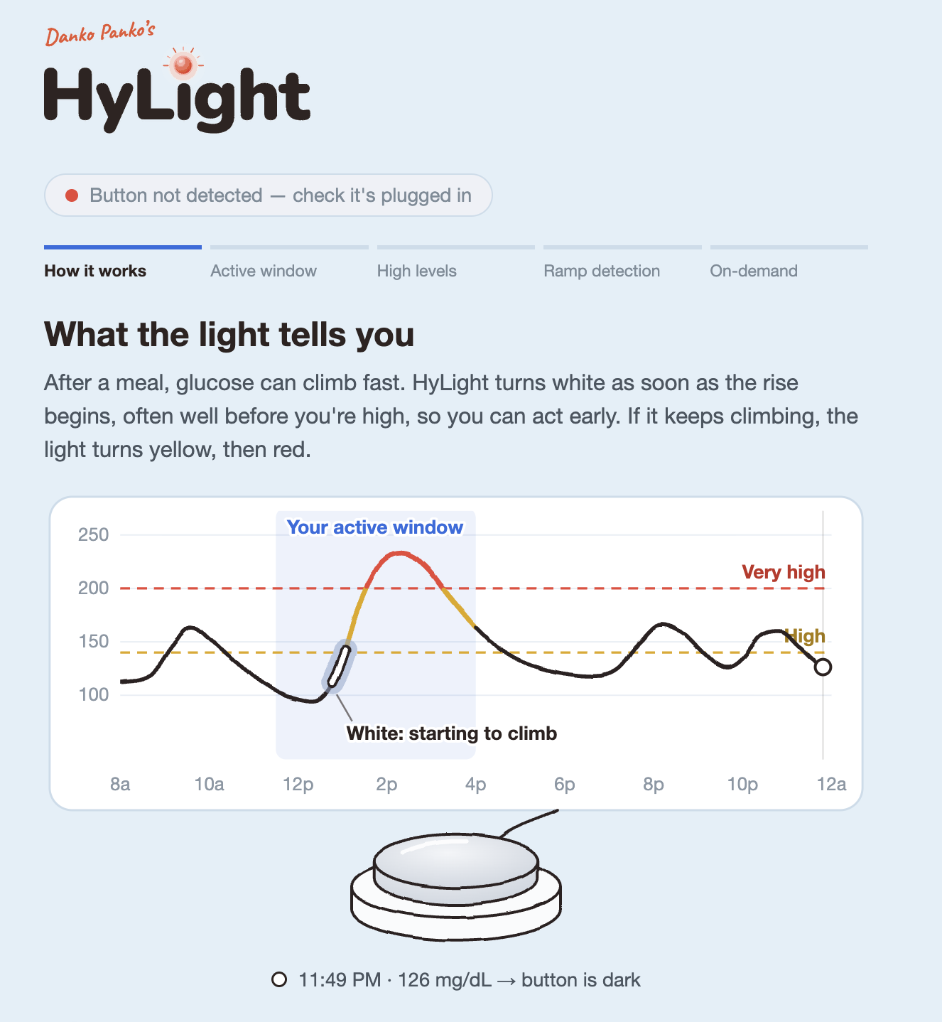 Screenshot 3 from “Danko Panko's HyLight (Early Blood Glucose Warning Light)”